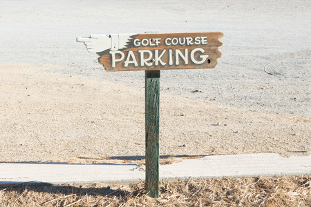 wooden Golf course parking signの写真素材