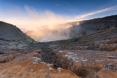 Kawah Ijen Volcano. The Ijen volcano complex is a group of stratovolcanoes in the Banyuwangi Regency of East Java, Indonesia.の写真素材