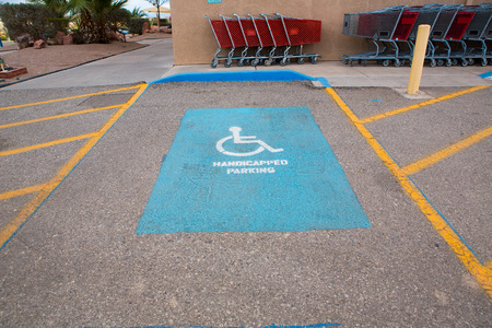 Handicapped parking spot - transportation infrastructure road markings.の写真素材
