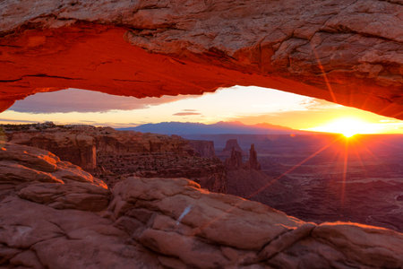 Sunrise at Mesa Arch in Canyonlands National Park near Moab, Utah, USA
