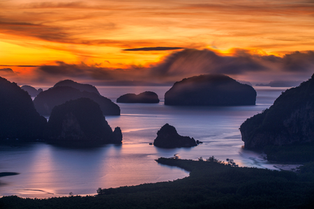 View of Phang Nga bay from Samet Nangshe viewpoint, Phang Nga Province, Thailandの写真素材