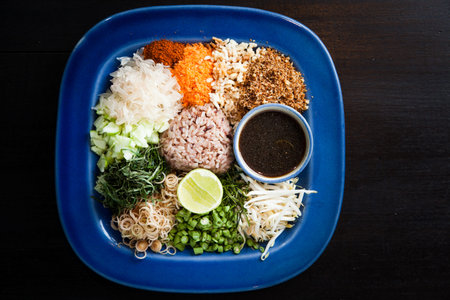 Thai traditional southern food Khaow yum pak tai