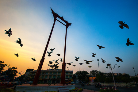 Sunset at Brahmin Swing, Bangkok, Thailandの写真素材