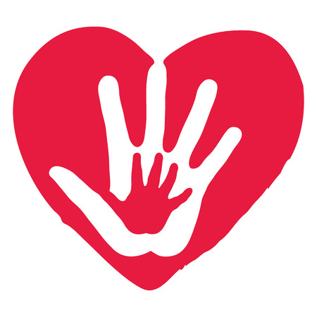 Hands Inside Big Red Heartのイラスト素材