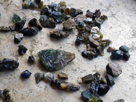 CHANTHABURI THAILAND - MAR 19 2015 Raw Gemstones Chanthaburi Thailand on MAR 19 2015のeditorial素材