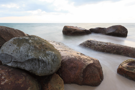 long exposure of sea and rocks.の写真素材