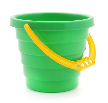Baby green bucket on a white background.の写真素材