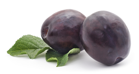 Ripe plums isolated on a white background.の写真素材