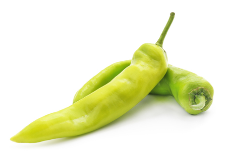 Two peppers isolated on a  white background.の写真素材
