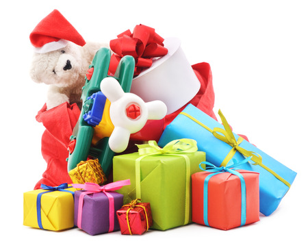 Bag of gifts isolated on a white background.の写真素材