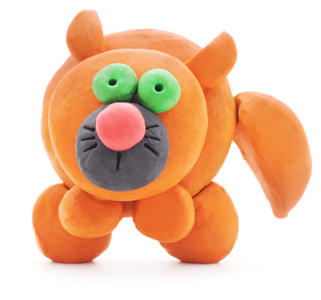 Plasticine cat isolated on a white background.の写真素材