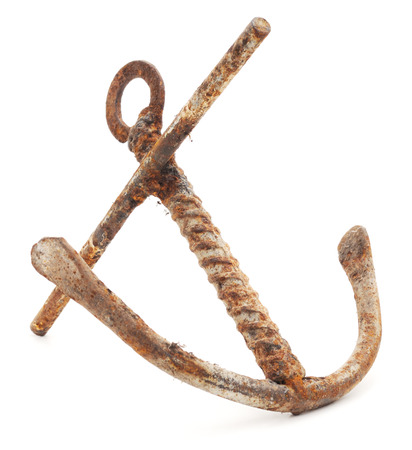 Rusty anchor isolated on a white background.の写真素材