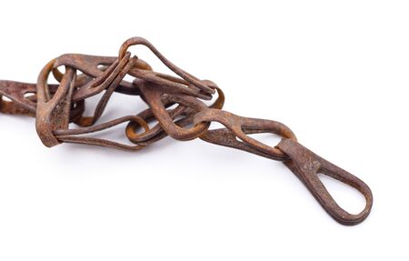 Very rusty chain isolated on a white background.の写真素材