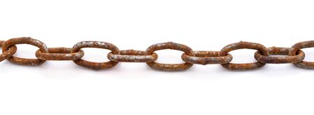 Rusty whole chain isolated on a white background.の写真素材