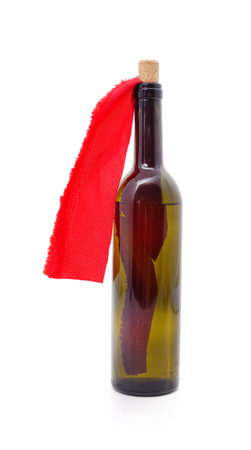Bottle with burning mixture isolated on a white background.
