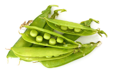 Bunch of pea pods isolated on a white background.の写真素材