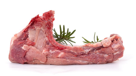 Raw meat ribs isolated on a white background.の写真素材