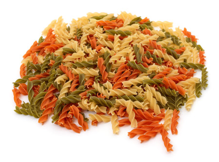 Bunch of different pasta isolated on a white background.の写真素材