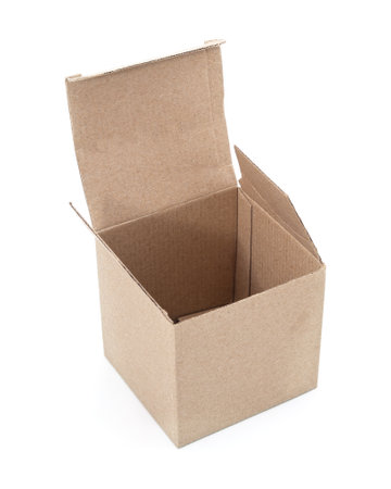 Brown cardboard box isolated on a white background.の写真素材