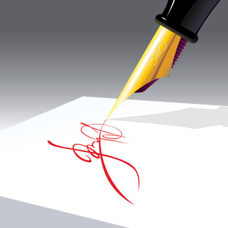  resolution, business signature of approval, color ink on white paperのイラスト素材