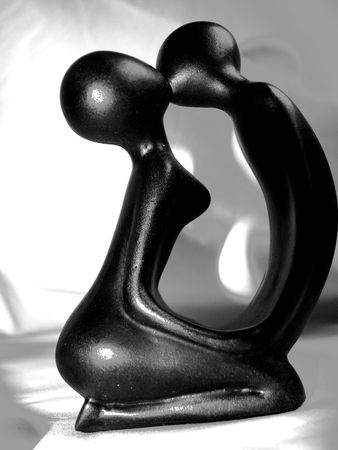 The metal statue which shows love of two peopleの写真素材