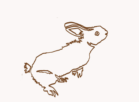 Vintage doodle illustration of rabbit,sepia backgroundのイラスト素材