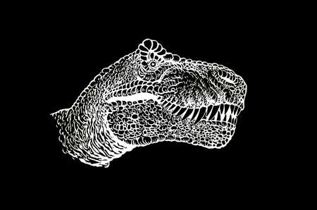 Graphical portrait of tyrannosaurus isolated on black background,vectorのイラスト素材