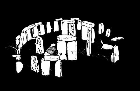Graphical stonehenge on black background,vector 3D illustrationのイラスト素材