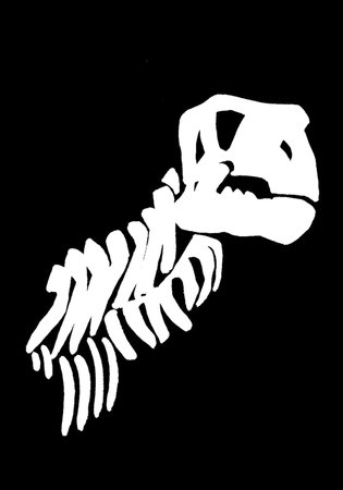 Graphical silhouette of dinosaur skull isolated on black background,vector illustration for tattoo and printingのイラスト素材