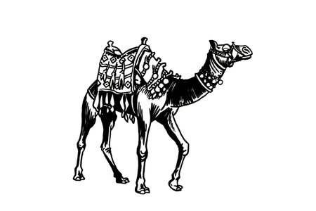 Graphical illustration of camel , traditional transport of ancient Egypt. Animalのイラスト素材