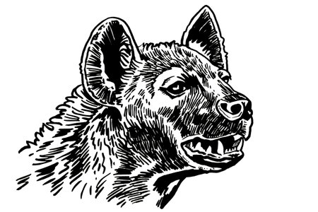 Portrait of hyena on white background, vector illustrationのイラスト素材