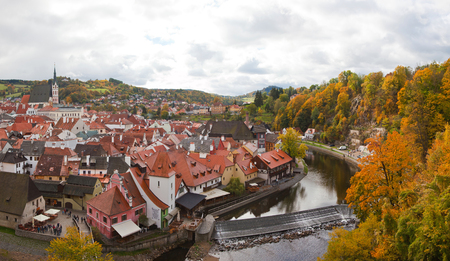 Cesky Krumlov. Czech Republic. Panorama of the city.のeditorial素材