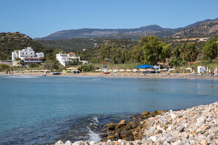 The city of Agios Nikolaos on the island of Crete Greece. Types of the city.のeditorial素材