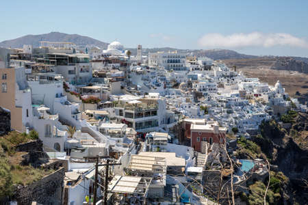 The city of Fira on the island of Fira, Santorini, Greece. Views of the city of Fira.のeditorial素材