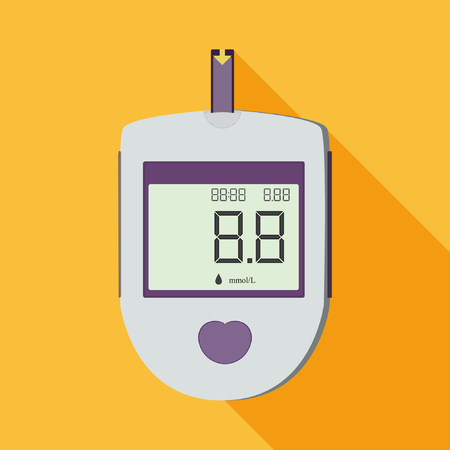 Electronic glucometer on the orange backgroundのイラスト素材