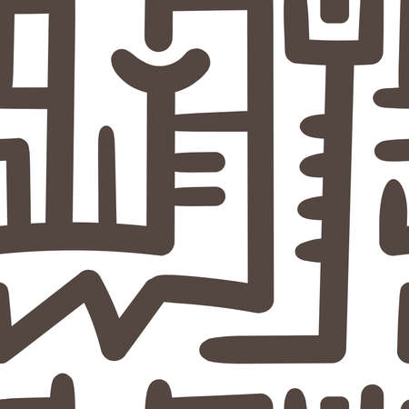 Seamless abstract black pattern on white background. vector doodle image. Graphic triangle ornament.のイラスト素材