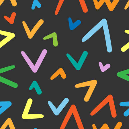 Seamless abstract pattern on black background. Vector doodle image. Graphic geometric ornament.のイラスト素材