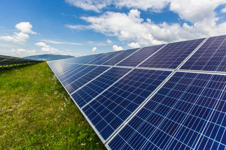 solar photovoltaics panel generating electricity green energy renewableの写真素材