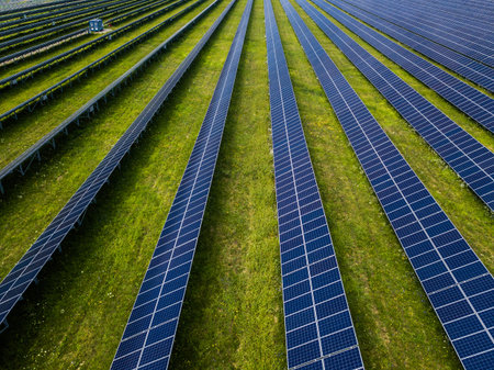solar photovoltaics panel generating electricity green energy renewableの写真素材
