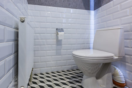 bathroom white toilet with tiles