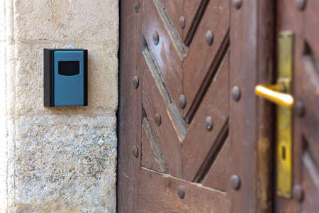 Key box in rented apartments near the vintage doorの写真素材