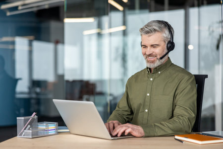 Experienced man providing customer support and telemarketing services, communicating effectively...