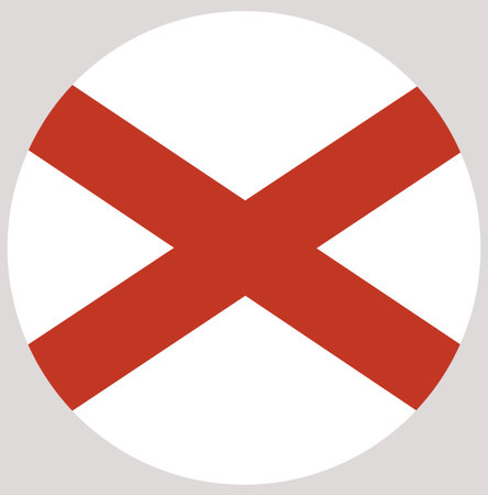 Alabama Circle flag. Flag of Alabama, United States. Round shape, flag icon.の写真素材