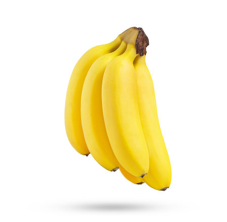 Baby bananas bunch isolated on white backgroundの写真素材