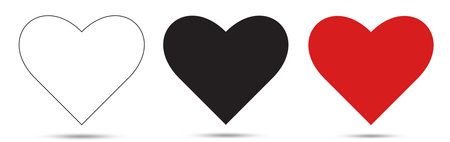 Set of white, black and red heart illustrations, Love symbol icon collection, love symbol.の写真素材