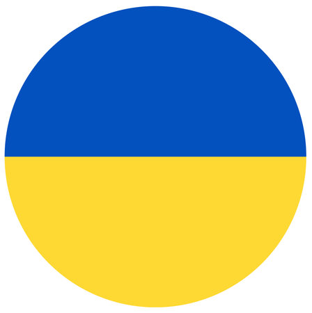 Round flag of Ukraine, icon isolated. Ukrainian flag in a circle.の写真素材