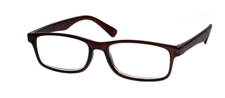 Brown transparent glasses isolated on white background unisexの写真素材