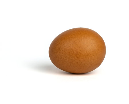 Brown chicken egg isolated on white backgroundの写真素材