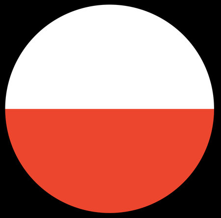 Round polish flag isolated, icon. The flag of Poland in a circle.の写真素材