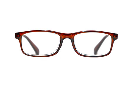 Glasses in brown transparent frame isolated on white background unisexの写真素材